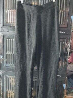 Women's Black Knit Wide-Leg Pants